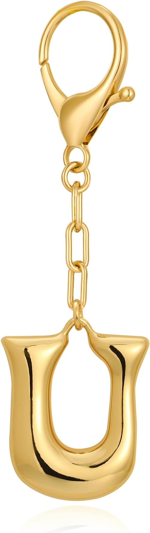 WOWORAMA Initial Letter Keychain for Women Chunky Gold Bubble Letter Bag Charm Purse Charm Personalized Keyrings Accessories