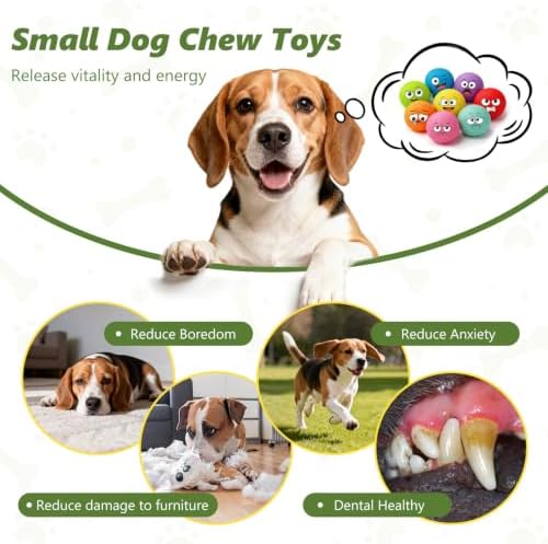 Squeaky Balls for Small Dogs, 2.4" Soft Latex Squeaky Dog Ball Toys, Emoji Smile Face Rubber Bouncy Balls, Puppy Teething Chew Toys for Small & Medium Dogs (2.4"-Pack A)