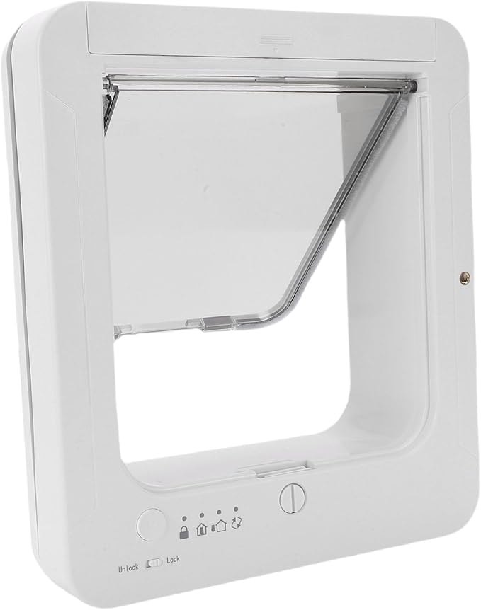 Smart Cat Door Automatic Sensor Pet Door with Remote Collar Activated Cat Flap Two Way Entry for Indoor Outdoor Pet Access