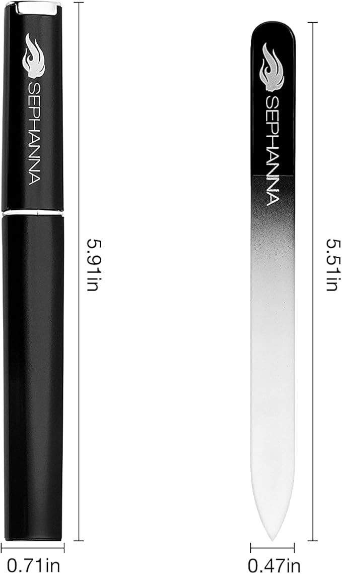 Premium Crystal Glass Nail File for Natural Nails, Professional Glass Nail Files with case for Unisex, Portable Glass Nail File Double Sided for Natural & Acrylic Nail Care (Black, Blue & Pink)