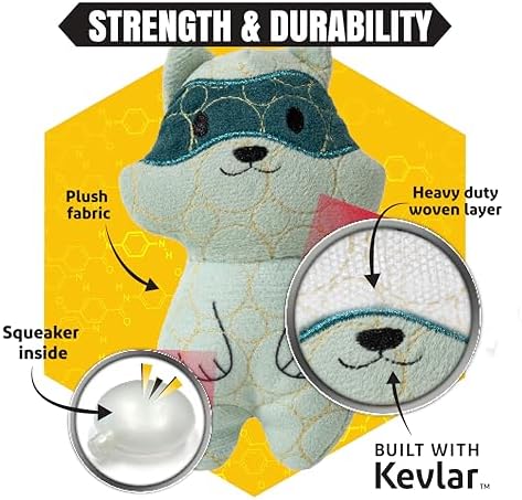 Bite Force - Durable & Strong Dog Toy Racoon with Squeaker, Kevlar-Reinforced Seams for Aggressive Chewers, Plush Pet Toy for Small Medium Large Dogs
