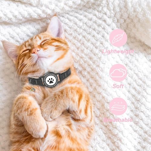 GPS Cat Tracker Collar (iOS & Android), No Month Fee Pet GPS Tracker Black