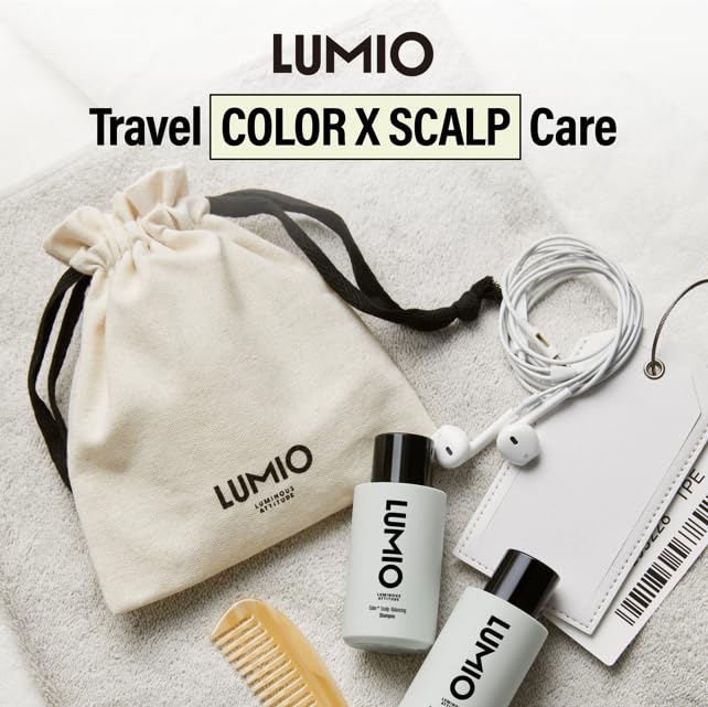 LUMIO Color+ Scalp Balancing Shampoo & Treatment Set (50 ml x 2) with Pouch | Color-Safe Scalp Care for Color-Treated & Sensitive Hair | Sulfate-Free, Low-pH, K-Beauty Salon Formula