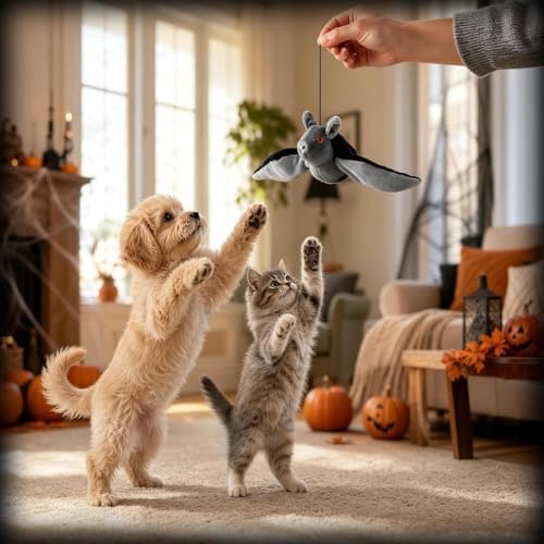Flying Bat Toy for Dogs & Cats, Flapping Wings Interactive Pet Toy，1 | Flapping bat Toy with Chirping engages Cats and Dogs, mimics Real Flying Motion