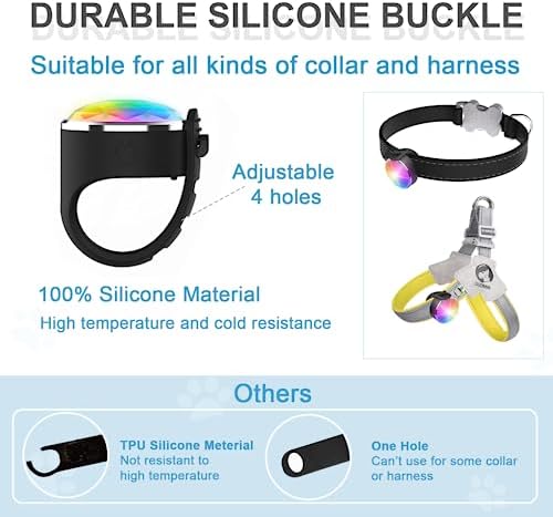 Tubasion 2-Pack Rechargeable Dog Collar Light, 2025 Best 7 Color Changing Light for Dog Collar with 100% Waterproof and Durable Silicone Band. Dog Lights for Night Walking, Camping, Bike