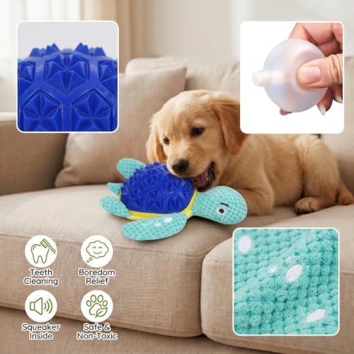 Squeaky Plush Turtle Dog Toy – Interactive Chew & Cuddle