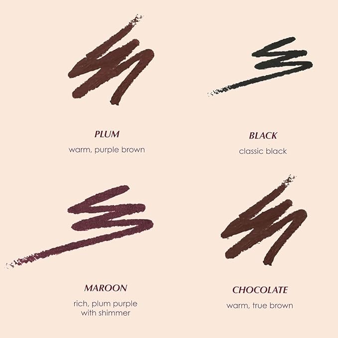 PERSONA Cosmetics Mini Eyeliner Kit + Sharpener | 4 Eyeliner Minis | Chocolate, Black, Plum & Maroon | Creamy, Smudgeable, Long-Wear | Vegan, Cruelty-Free | Giftable Set