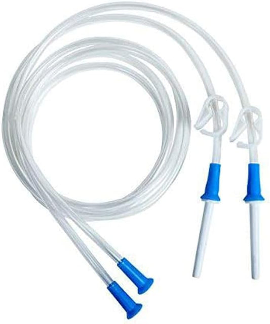 HealthAndYoga™ Replacement Enema Tubing – Super Economical, Hygienic, Medical Grade PVC - 1.5 Meter with Hose Clamp and Nozzle – Enema Supplies Compatible with most Bucket Bag Kits (2 Set)