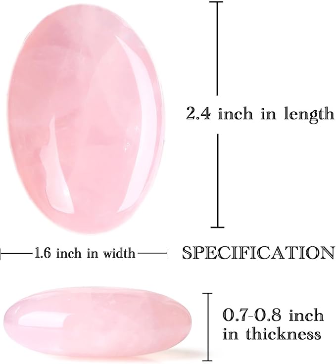 MAIBAOTA 2.4" Large Rose Quartz Crystals Stone Polished Palm Stone Healing Crystals 0.7" Thick Natural Reiki Gemstone Worry Stone Energy Balancing Anxiety Stress Relief Meditation 1 Pc
