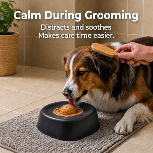 Dog Lick Bowl with Rolling Ball for Soft Treats, Interactive Slow Feeder