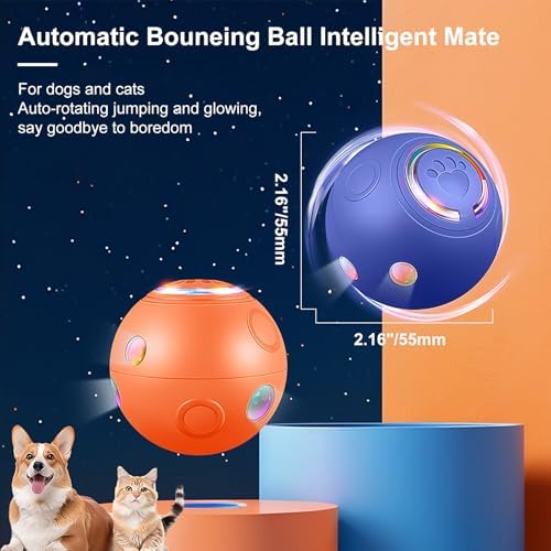 Interactive Dog Ball Toys, Automatic Moving Motorized Rolling Dog Balls, Automatic Bouncing Pet Toy Balls, USB Rechargeable Sporty Rolling Toys, Play Balls for Dogs to Play with(Orange)