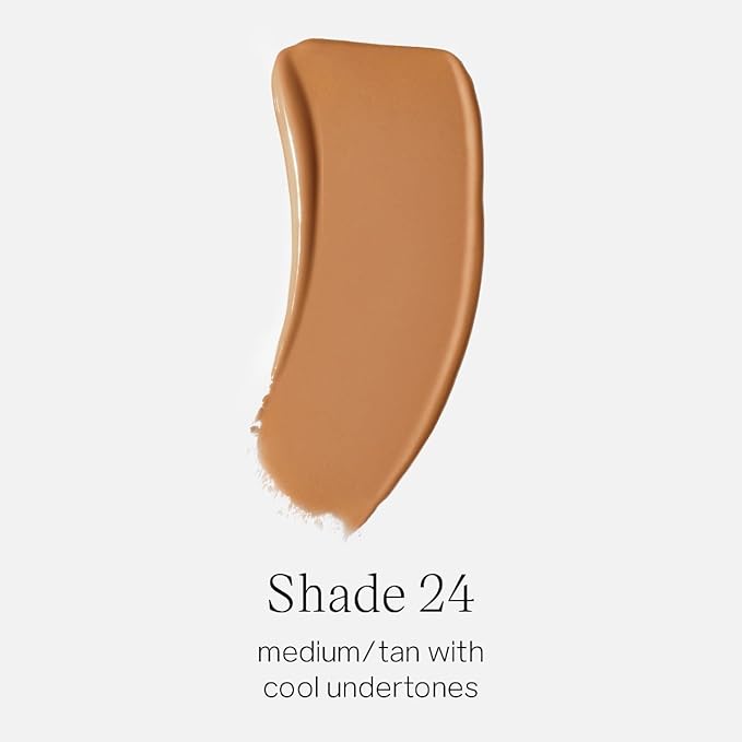 Saie Glowy Super Skin Tint Liquid Foundation - Weightless + Dewy Foundation with Lightweight Medium Coverage - Hydrating Face Makeup + Skin Care Serum Hybrid with Hyaluronic Acid - Shade 24 (1.01 oz)