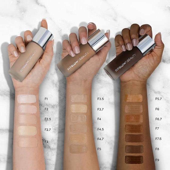 Fitglow Beauty Foundation+ | Vegan Skin-Treating Foundation with Peptides & Plant Collagen | Buildable Medium-Full Coverage, Natural Finish | Hydrating, Anti-Aging, Pore-Friendly | F3.5-30ml