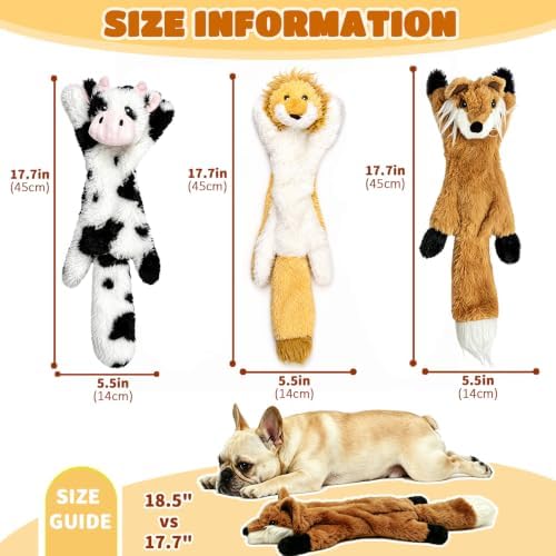 3 Pack No Stuffing Dog Toys with Dual Squeakers, for Small Medium Breed