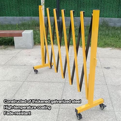 Expandable Folding Security Gate Outdoor Retractable Scissor Door Connectable Accordion Barrier with Wheels for Schools & Events (80x300cm/31.5x118.1in)