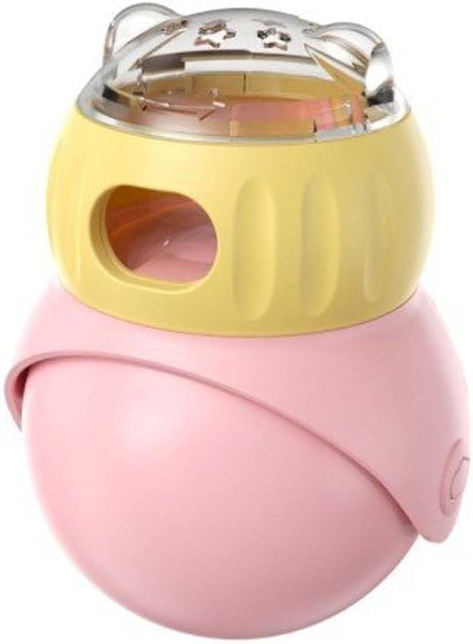 Cat Puzzle Feeder, Interactive Cat Dog Toys,Treat Dispenser(Yellow+Pink)