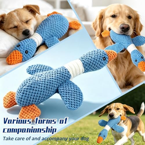 2-Pack Goose-Shaped Squeaky Dog Toys: Plush chew Toys with crinkly Wings, Suitable for Dogs Interactive Teething Toys for Puppies.