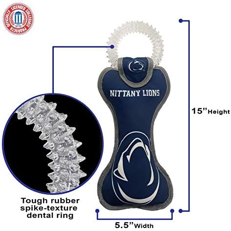 Pets First NCAA Penn State Nittany Lions Dental Dog TUG Toy with Squeaker. Tough PET Toy for Healthy Fun, Teething & Cleaning Pets Teeth & Gum