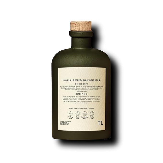 Castor Oil Body Oil – 100% Organic, Cold-Pressed, Hexane-Free with Magnesium & Frankincense for Skin Hydration & Evening Self-Care, Night Oil (14 fl oz)