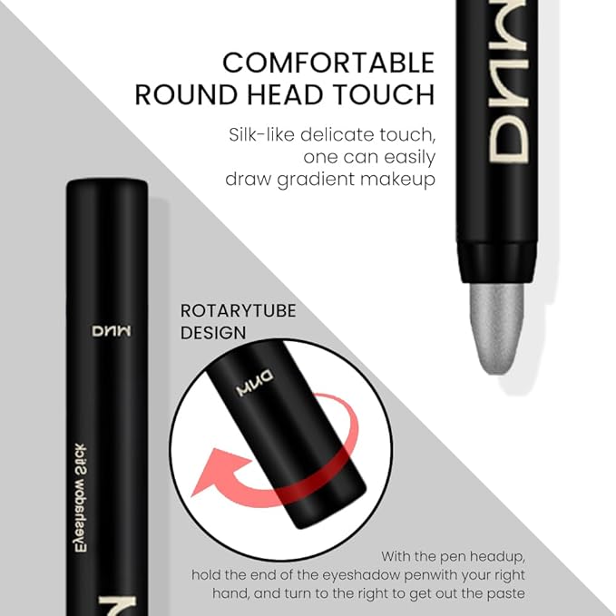 Kaely 2Pcs Cream Eyeshadow Stick Set for Eyes,Dazzling Grey & Silver Shimmer Pen,Eye Brightener Halloween Makeup,sombras para ojos,Smooth Eye Shadow Highlighter Crayon Pencil Waterproof,02+16