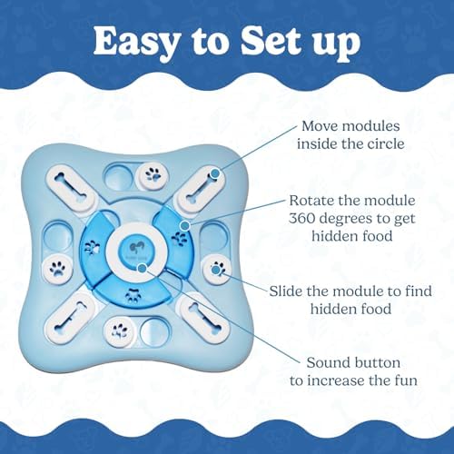 Dog Puzzle Food Feeder | Level 3 IQ Training Toy for Small/Medium/Large Dogs | Mental Enrichment & Aggressive Chewer Gift | Interactive Treat Puzzle -Blue