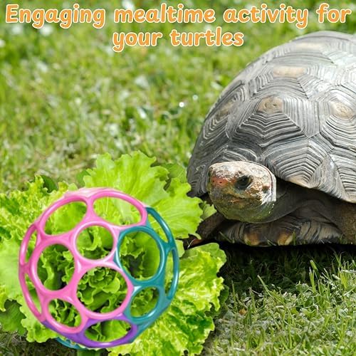Aquatic Turtle Feeder Treat Ball Toys, Floating Turtle Feeder Ball, Aquatic Tortoise Enrichment Toys, Aquarium Toy For Turtles, Aquarium Accessories, Tortoise Habitat Accessories (Purple, 3.7'')