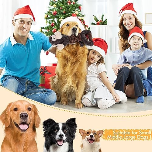 Letsmeet Plush Dog Toy with Crinkle Paper, Tug of War Pull Interactive Toys for Puppies to Large Dogs
