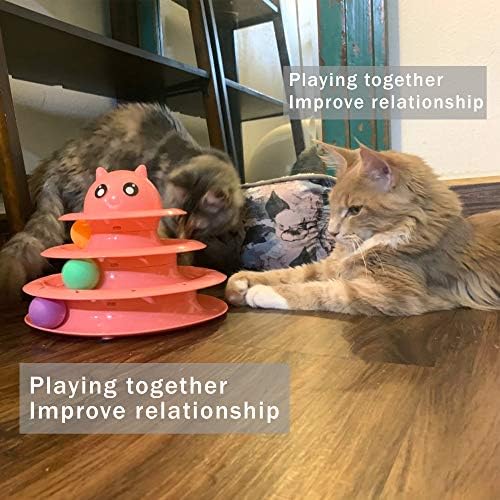 UPSKY Cat Toy Roller 3-Level Turntable Cat Toys with Six Colorful Balls | Puzzle Kitten Toys, Sturdy Structure, Detachable Design, Easy to Assemble, Anti-Slip, Reduces Boredom for Indoor Cats