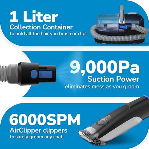 FurMe Original Pet Grooming Vacuum Kit - Cat & Dog Grooming Kit for Easy Pet Care at Home, Quiet & Safe Dog Hair Remover Machine with Brush, Clipper, Shedding & Cleaner Tools & 1L Canister