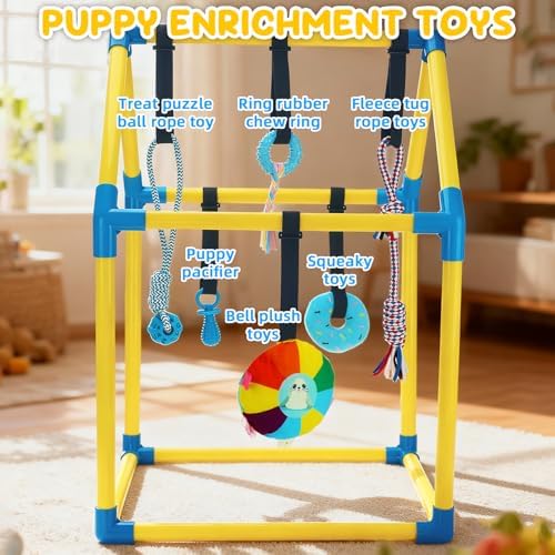 Puppy Play Gym, Dog Play Gym with 8 Hanging Toys for Small Dogs