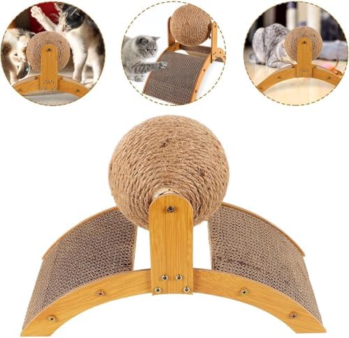 Cat Bunny Toys Scratcher, 2-in-1 Rabbit Kitten Sisal Rope for Scratcher, Cute Scratching Pad Ball with Cardboard, Claw Interactive Toys Nail Scratching Post for Indoor Pets Ferrets Small Animals
