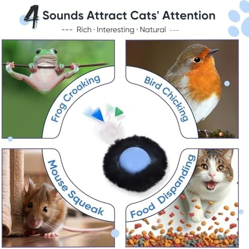ORSDA Cat Toys for Indoor Cats, Interactive Activated Moving Ballt, Automatic Fast Rolling Ball for Adult Cats, Exercise Kicker Mouse Catching Game
