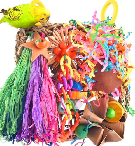 KATUMO Bird Toys, Grass Mat Foraging Chew Toy for Parakeet Cockatiel