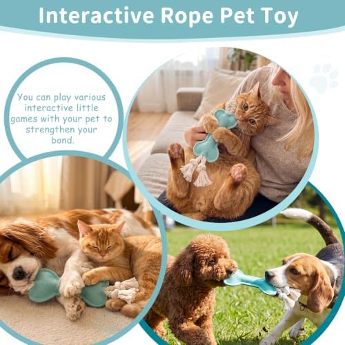 Dog Rope Knot Toy for Small Dogs and Cats Rope Toy for Puppy Chew Toys Cotton Interactive Pull Dog Toys for Dogs and Cats (Blue)