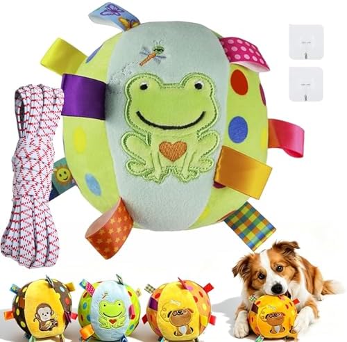Colorful Squeaky Hanging Dog Training Toy, Built-in Bell, Cotton Material