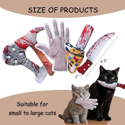 5PC Catnip Funny Cat Toys, [100% Organic Catnip Filled] Knife-Shaped Crinkly Sound Toys for Indoor Kitten Cat Nip Kitty Chew Toy