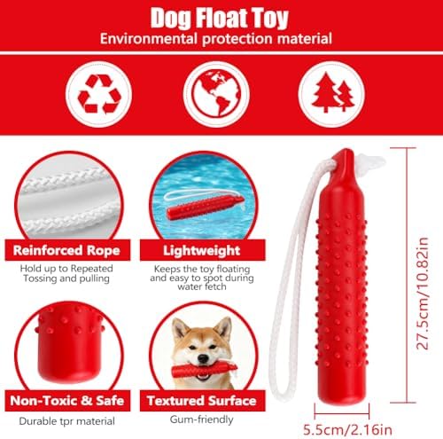 Dog Float Toy, Retriever Training Dummy, Floating Dog Toys for Water Fetch, Lightweight for Float on The Water Pool Fetch Rope, Interactive Pool Toy for Small to Large Dogs