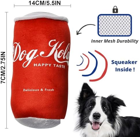 Funny Drinks Can Shape Dog Toy with Squeaker,Toys for Small, Medium and Large Dogs,Stuffed Plush Squeaky Cute Dog Gifts for Dog Birthday 3 Pack Classical Pack