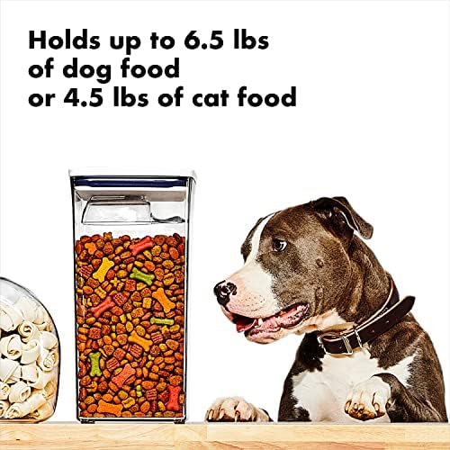 OXO Good Grips Pet Food Container 6.0 Qt | Clear | Airtight Seal | With Half Cup Scoop | Pack of 4