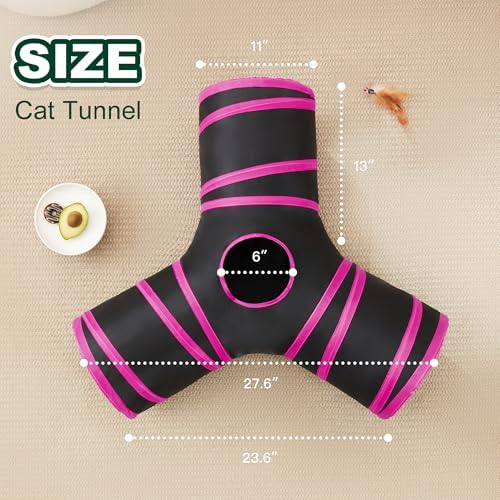 Love's cabin Cat Tunnel for Indoor Cats, 3-Way Collapsible Play Tunnel