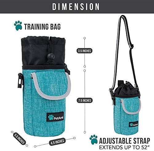 PetAmi Dog Treat Pouch, Large Hands-Free Training Bag, Teal Sea Blue
