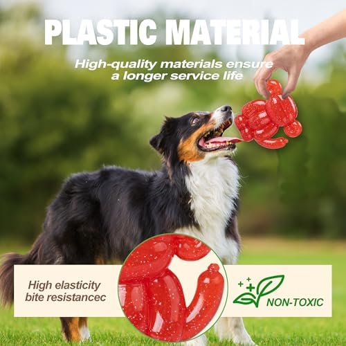 Monkey Dog Chew Toy, Indestructible Dog Rubber Toy for Medium & Large Dogs, Tough No Stuffing Puzzle Toy, Anxiety Relief & Dental Care, Interactive Cognitive Toy, 4.92inch (RED)