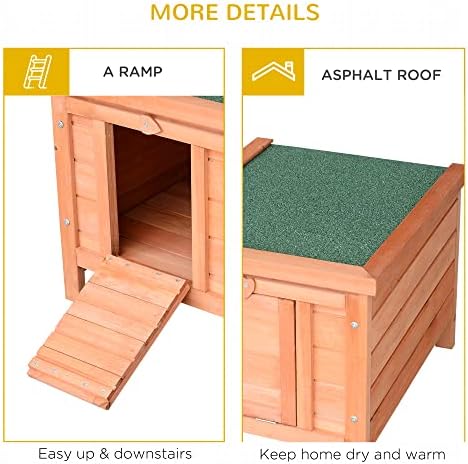 Small Wooden Rabbit Hutch with Openable Waterproof Roof Outdoor Bunny Cage for Guinea Pigs Ducks Puppies - 16.5" L x 20" W x 17" H Natural Wooden Pet House for Garden & Patio