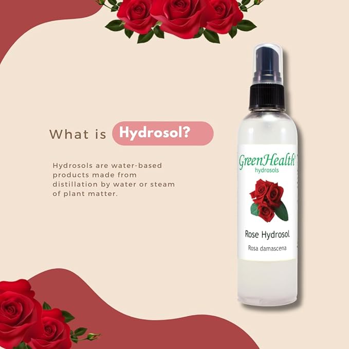 GreenHealth Rose Hydrosol (Floral Water) - 8 fl oz Plastic Jug w/Cap - 100% Pure (NOT Oil)