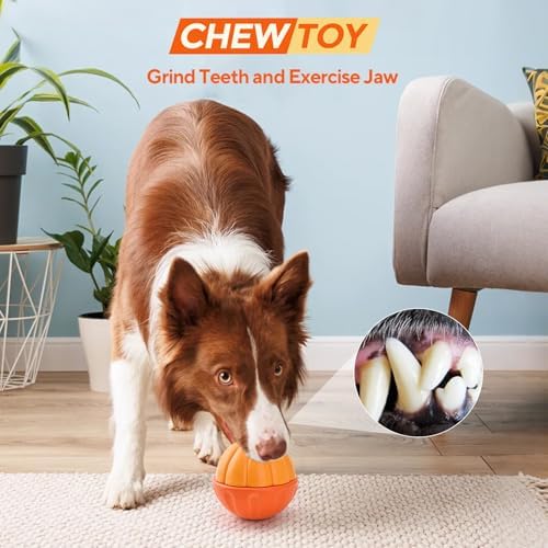 LIFLIX Dog Enrichment Toys, Dog Frozen Treat Toys, Interactive Dog Toys for Large Breeds, Treat Dispensing Dog Toys in Orange Shape