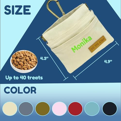 Personalized Dog Treat Pouch for Leash with Name Logo Portable Treat Pouches for Pet Training Dog Hand Free Training Pouch Pet Dog Food Dispenser for Travel or Outdoor Use