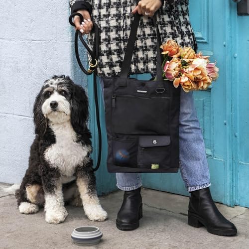 Cleverpup Park Pack 2-Piece Dog Gear Travel Tote - 8 Pockets, Graphite