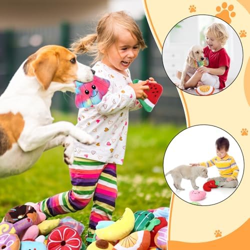 Hungdao 80 Pcs Dog Squeaky Toys Bulk for Small Dogs, Plush Rope Set