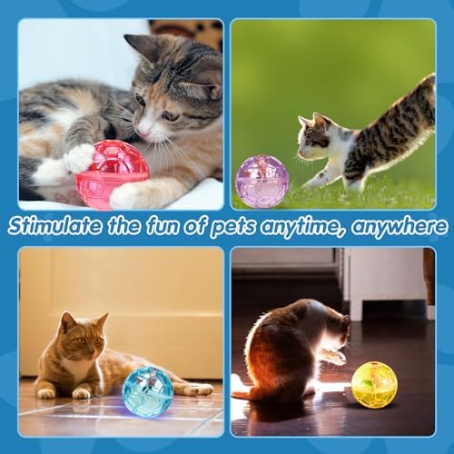 Frienda 4 Pcs Light up Cat Ball LED Motion Ghost Hunting Cat Ball, Bright