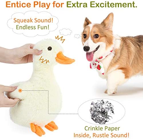 Pawaboo Squeak Plush Duck Dog Toy, Large 12'' Soft Stuffed Duck Pet Toys